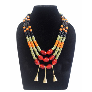 Naga Design Three Strand Necklace with Trumpets - Ethnic Inspiration